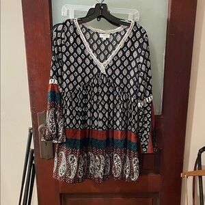 Umgee Black and Red Boho Blouse